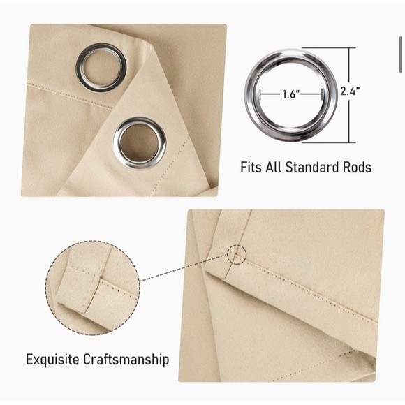 Blackout Curtains for Bedroom Beige 84 Inches Long Privacy & Noise Reducing - Picture 9 of 9